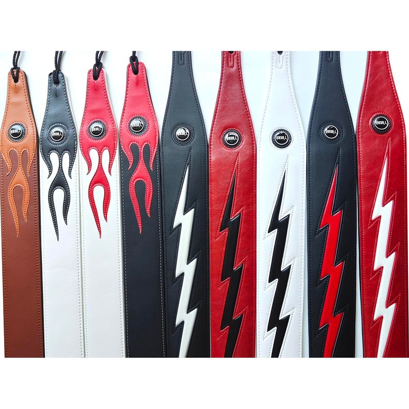 YUEKO Cool Lightning Pattern Flame Guitar Strap for Electric Guitar