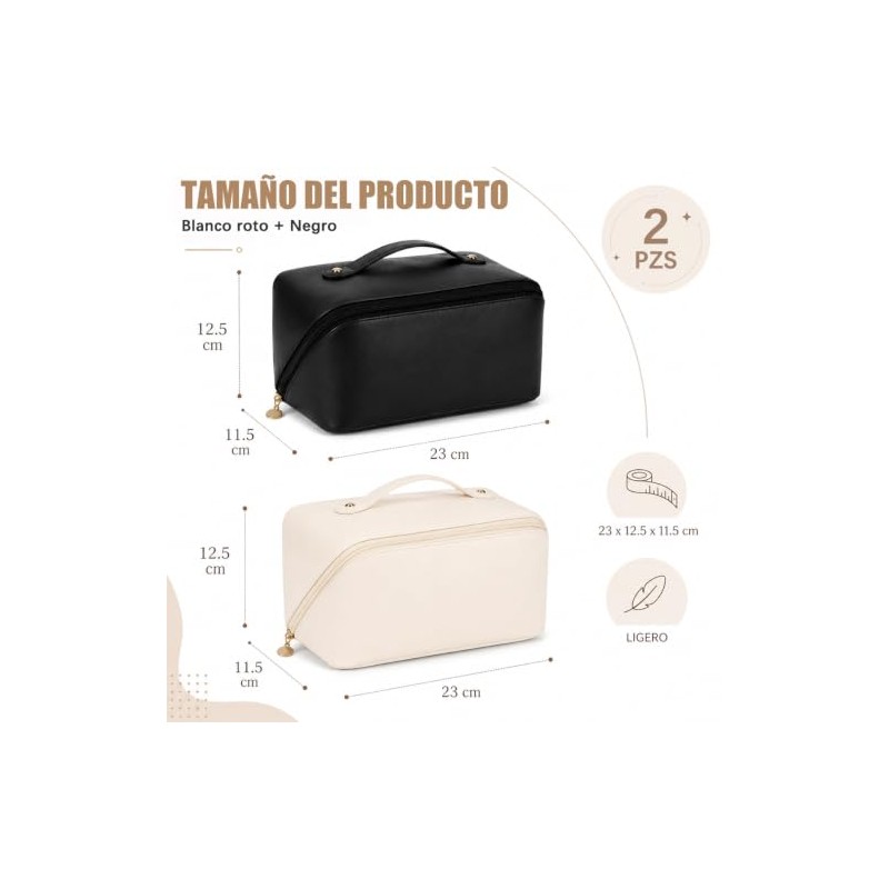 2 Piezas Bolsa de Cosméticos de Viaje, Makeup Bag de