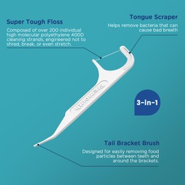 Fremouth 3-in-1 Braces Flossers - Orthodontic Dental Floss Picks, 100 Count (Pack of 1)