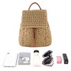 Goclothod Fashion Straw Backpack for Women Drawstring Shoulder Bag Bohemian