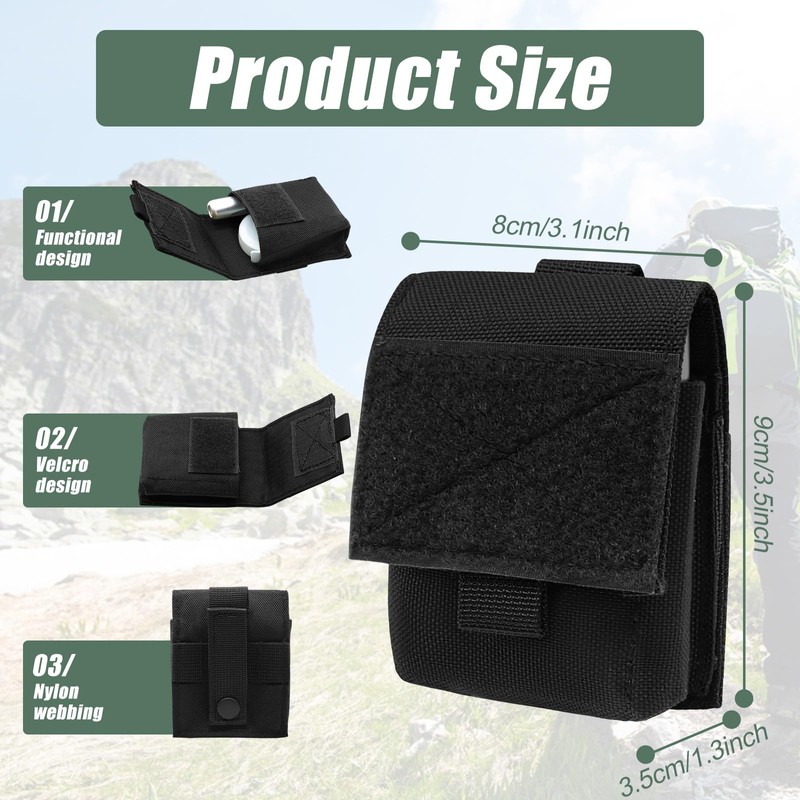 Waist Bag, Black Nylon EDC Pouch Pocket Organizer, Small Universal