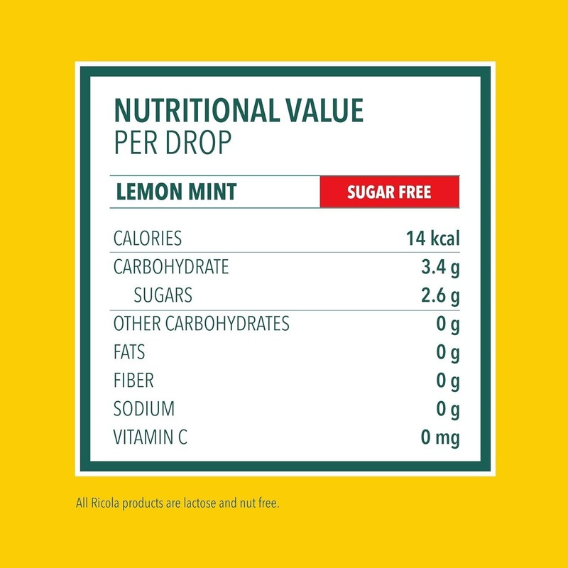 Ricola Sugar Free Lemon Mint Herbal Cough Suppressant Throat Drops,