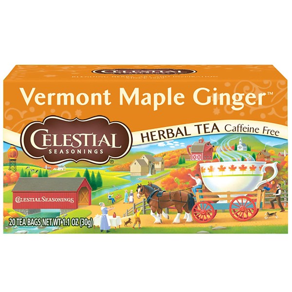 Celestial Seasonings Herbal Tea, Vermont Maple Ginger, 20 Count (Pack of 6)