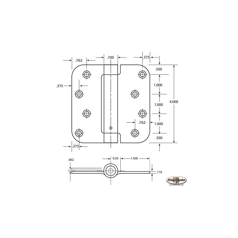 Hinge Outlet Spring Self-Closing Hinges, 4 Inch with 5/8 Inch