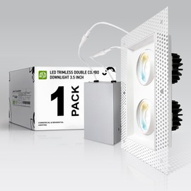 ASD 3/4 Inch LED Recessed Lights 2-Heads Adjustable, Trimless Recessed Lighting 30W, Airtight Gimbal Downlight, 2700K/3000K/3500K/4000K/5000K, Dimmable Ceiling Spotlight, Wet & IC Rated, White, ETL