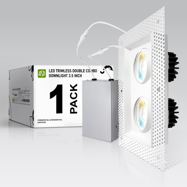 ASD 3/4 Inch LED Recessed Lights 2-Heads Adjustable, Trimless Recessed