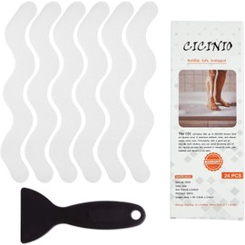 CICINIO Pegatinas para bañera, 24 Piezas de Tiras Adhesivas Antideslizantes para baño,Tira de Tina autoadhesiva,Pedal de Seguridad para baño,con raspador para bañeras resbaladizas