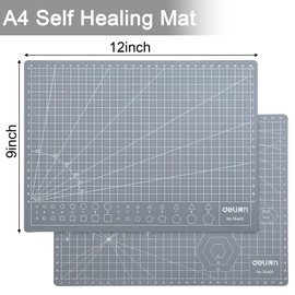 Self Healing Cutting Mat, 9x12 Inch Sew PVC Cutting Mat, Double Sided Gridded Table Cutting Board for Craft, Sewing Craft, Fabric, Quilting, Scrapbooking, Art Supplies for Crafts