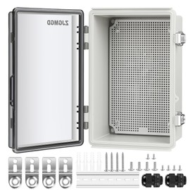 Waterproof and Dustproof Transparent Electrical Box, ABS Plastic Electrical Enclosure with Aluminum DIN Rail, Hinged Lid, Wall Mount Bracket for Electronic Equipment Outdoor 11.4x7.5x5.5