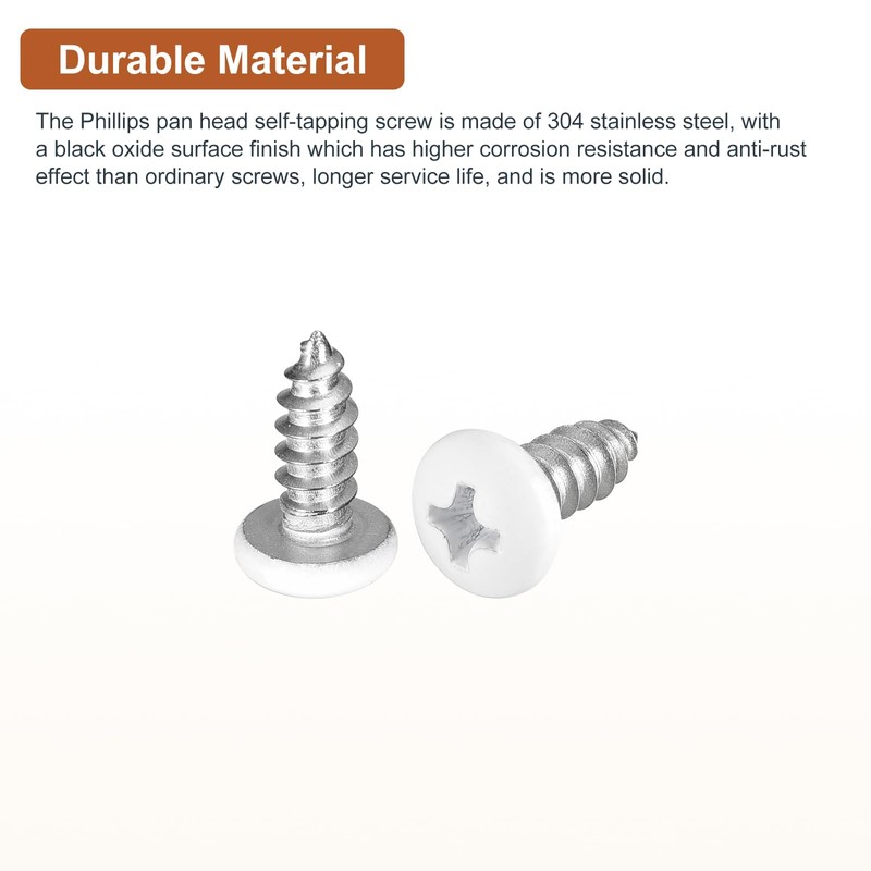 DTGN #10x1/2 White Silver Screws - 25Pack - 304 Stainless