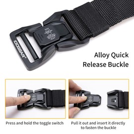 IDOGEAR SPORTS 1.5” Tactical Belt Waist Belts for Men Quick-Release Buckle Daily Nylon Belt (Black, Medium)