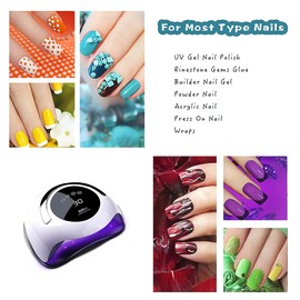 UV LED Nail Lamp, 120W Faster Gel Nail Dryer Professional Curing Lamp for Fingernail and Toenail Nail Gel Polish Machine with 4 Timer Setting Touch Screen （Sun BQ5T） (White)