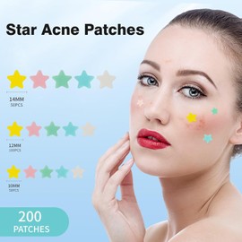 MOTOSHIT Pegatinas de acné coloidales encantadoras, pegatinas de acné de moda, todo tipo de estrellas de cinco puntas con piel encantadora (200pc)