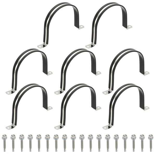 PATIKIL 8Pcs Pipe Clamps, 4-1/2 Inch 304 Stainless Steel Rubber