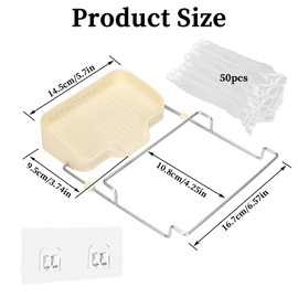 Modixun Kitchen Sink Strainer with Self-Draining Sponge Holder, Stainless Steel Corner Sink Strainer Basket with 50pcs Sink Filter Mesh Bag, Foldable Sink Food Catcher, Beige