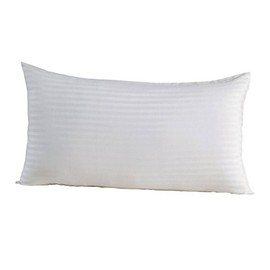 HOMESCAPES White Pure Egyptian Cotton King Size Pillowcase 330 TC 500 Thread Count Percale Equivalent Satin Stripe Housewife Pillow Case