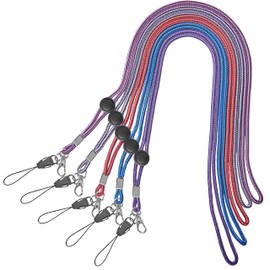 [AMUU] Portable Neck Lanyard, Neck Strap, For Name Tags and Holders, ID Card Holder Badge, Keys, Cell Phone USB, Smartphone Neck Strap, Hanging, Cell Phone Strap, Mascot, Adjustable Length, Employee ID Card Holder Badge Pack of 5