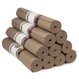 Sunshine Yoga Voyage Yoga Mat, 10 Pack, 72" x 24" Extra Long Exercise Mat, 5mm Thick Bulk Yoga Mats for Schools, Anti-Tear, Non Slip Fitness Mat for Gym or Studio, Mocha