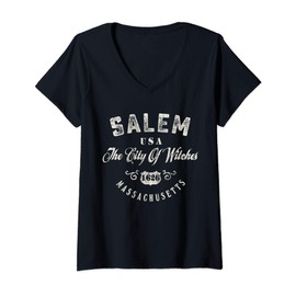 Womens Salem The City Of Witches Massachusetts Vintage V-Neck T-Shirt