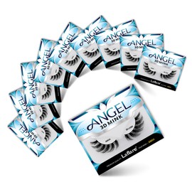 Laflare Laflare® 3D MINK ANGEL Eyelashes,10 Single Packs Luxury Synthetic False Eyelashes,16mm Dramatic Look Maximum Volume. Flare shape, Reusable Faux Lashes (AM04X10P, 10, Count)