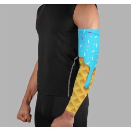 Power Energy Sports Sky Blue Ice Cream Cone Drip Sprinkles Football Baseball Compression Arm Sleeve - XL