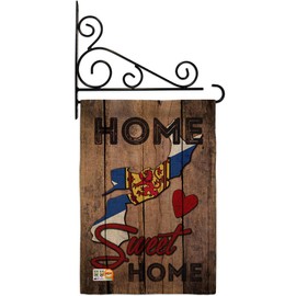 GS191174-DB-03 Canada Provinces Nova Scotia Home Sweet Burlap Flags of the World Impressions Decorative Vertical 13" x 18.5" Double Sided Garden Flag Set Metal Fansy Wall Bracket Hardware
