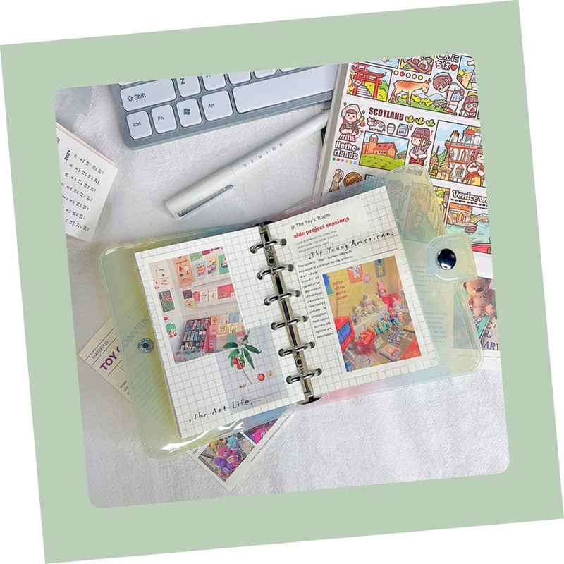 STOBOK 6-Ring Binder Planner Loose-Leaf Notebook PVC Cover Scrapbook Case