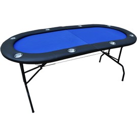 INO Design Poker 73 Light Series Poker Table with Padded Rails Cup Holders Felt Foldable Legs, Blue
