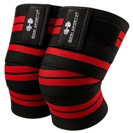 Rodilleras de compresión elásticas para entrenamiento, gym, fitness y levantamiento de pesas | Bandas deportivas con soporte y ajuste firme para hombres y mujeres | Vendas elasticas deportivas para gym y crossfit - Rojas con negro