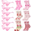 Chicpop 6 Pcs Heart Sunglasses with 6 Pairs Valentines Socks