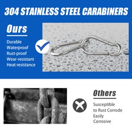 Small Carabiner Clip Hooks, 10pcs 1.57 inch Carabiners Heavy Duty, 304 Stainless Steel Spring Snap Hook Fits Camping Hiking, Metal Clips for Rope Chain Keychain Keys Rings