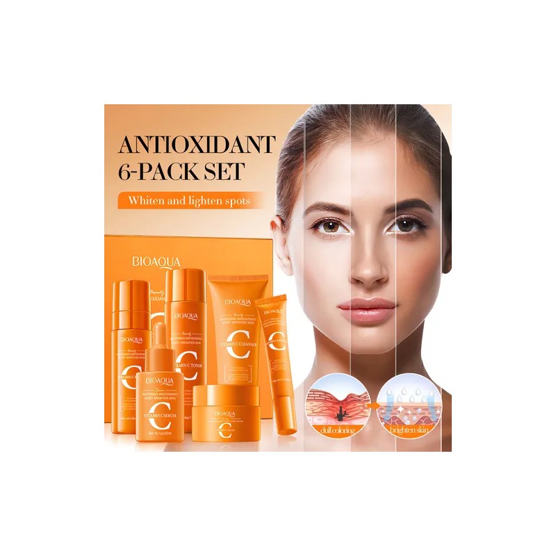 Kit Facial 6 Piezas Vitamina C Acido Con Hialuronico Bioaqua