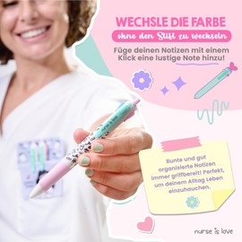 Nurse is Love Nurse Ballpoint Pen Set of 3 Pens Aesthetic Multicoloured Ballpoint Pen 4 Colours Fits Lanyard Nurse Accessories Doctor Nurse Gifts