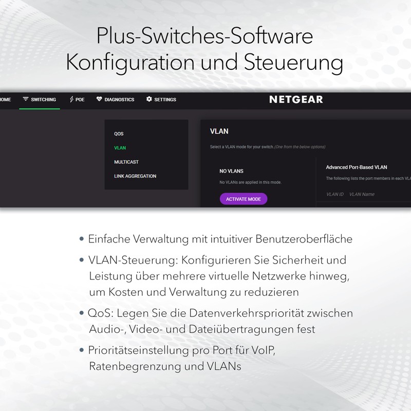NETGEAR 8-Port Gigabit Ethernet Plus Switch (GS108E): Managed, Desktop or