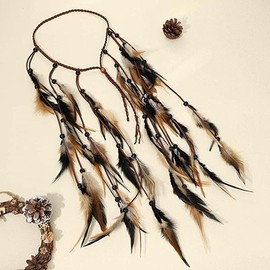 Fashband Indian Feather Headband Boho Tassel Hippie Headpiece Tribal Headpiece Indian Festival Party Headwear Hair Accessories for Women and Girls (L)