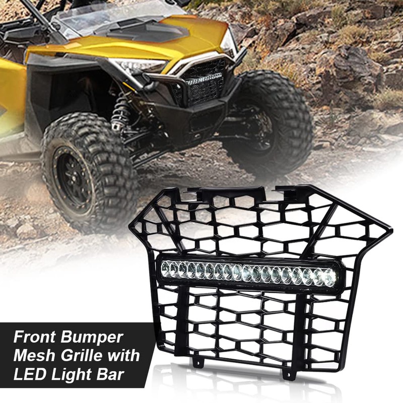 G-PLUS Front Bumper Mesh Grille Grill w/LED Light Bar Compatible