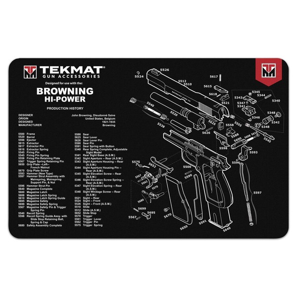 TekMat Browning Hi Power Gun Cleaning Mat, Black, one Size