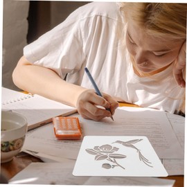 Hohopeti 12 Sheets Decorative Stencils for Painting Hollow Out Design Square Templates for DIY Crafts Wall Art and Hand Account Decoration Floral Bee Patterns