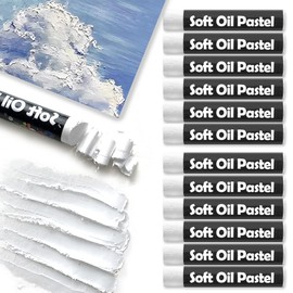 Wanshui 12 Pcs Cream Soft Oil Pastels Vibrant and Creamy Colored Chalk Pastels Artists Grade Art Supplies Set for Professionals Painting Drawing White