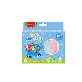 KEYROAD Gessetti colorati Jumbo per bambini - Scatola con 6 colori - Non contiene tossici - Gessetti lavabili - Ideale per disegnare su lavagna - Materiale scolastico