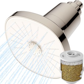 Ryamen Filtered Shower head, Rain Shower Head with Filter, High Pressure Shower Filter Head for Hard Water, 99% REMOVAL for Chlorine, Heavy Metals, Improves Skin & Hair (Filtered, Brushed Nickel S6)