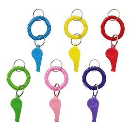 BLEMO Plastic Whistle with Bracelet Keychain, Loud Clear Sound, Multicolored, 6 Pack