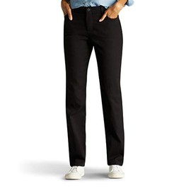 Lee Women's Missy Instantly Slims Classic Relaxed Fit Monroe Straight Leg Jean, Black, 8