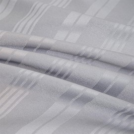 YASMENG Satin Bed Linen 135 x 200 cm Grey Striped Bed Linen Satin Shiny Deluxe Duvet Cover Set Soft Silky Silk Bed Linen 2-Piece with Zip and 80 x 80 cm Pillowcase