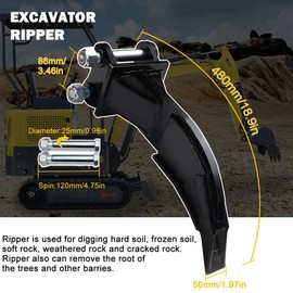 INTBUYING Mini Excavator Attachment Ripper Single Hook Backhoe Span: 3.54in Includes 2 Link Pins Ideal for Garden,Farm,Construction and Road Maintenance