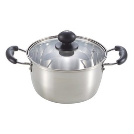 Pearl Metal Mirage H-3172 Double Handed Pot, 7.1 inches (18 cm), Glass Pot with Lid, Induction Compatible, Stainless Steel