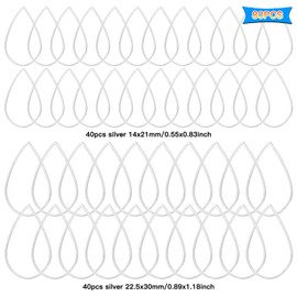 80pcs Earrings Beading Hoop Geometric Earring Hoop Teardrop Earring Hoop Beading Earrings Hoop for Jewelry Making Supplies DIY Craft Earring Women Gifts(2 Sizes,Silver)