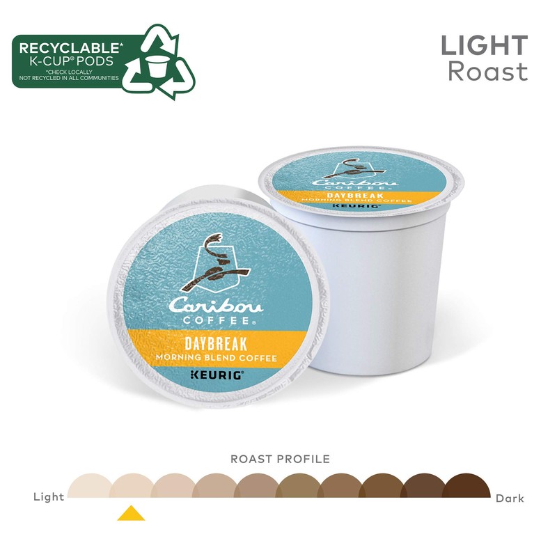 Caribou Coffee Daybreak Morning Blend Keurig Single-Serve K-Cup Pod, Light