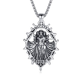 ixluck Hecate Pendant Necklace Hekate Witchcraft Wicca Wiccan Moon Goddess Pagan Amulet Jewelry Gifts for Women Men