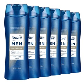 Suave Men Ultra Moisturizing Body & Face Wash, Shea & Sandlwood Scent, No Parabens, No Phtahaltes, 18 Oz Pack of 6